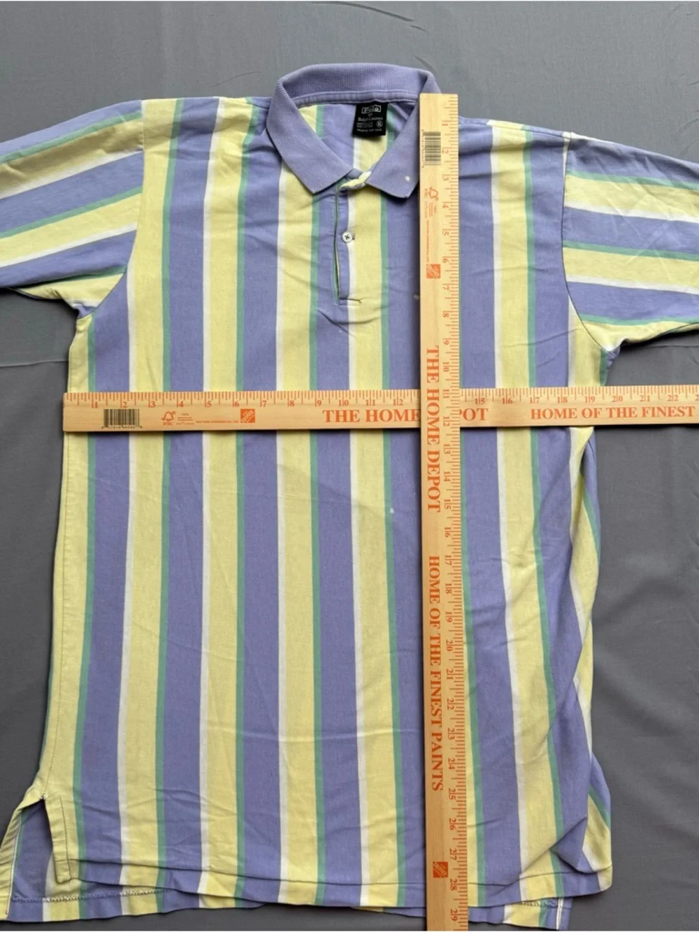 Polo Ralph Lauren Polo Shirt Men's XL Striped Yellow Purple Green White Cotton